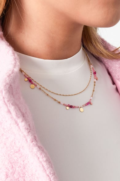 Collana ciondoli rosa - Colore oro h5 Immagine2